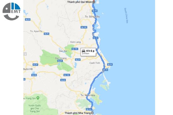Khoảng cách từ Nha Trang đến Quy nhơn bao nhiêu km